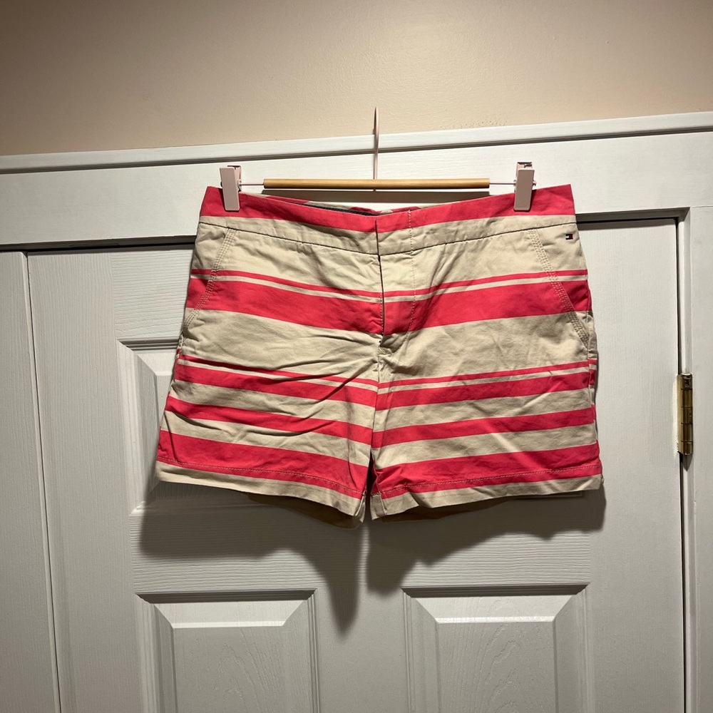 Striped Tommy Hilfigure Shorts in Hot Pink and Khaki